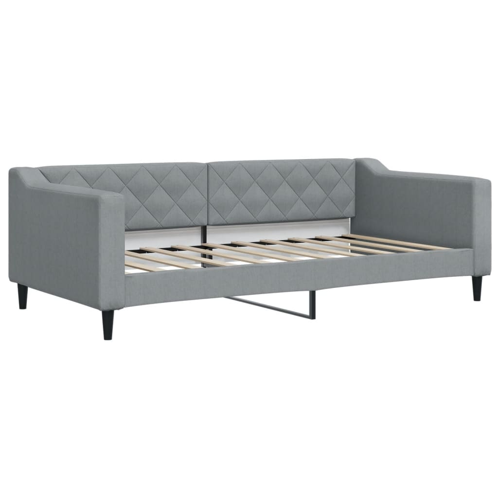 Lit de jour avec gigogne et matelas gris clair 90x190 cm tissu - XIOS