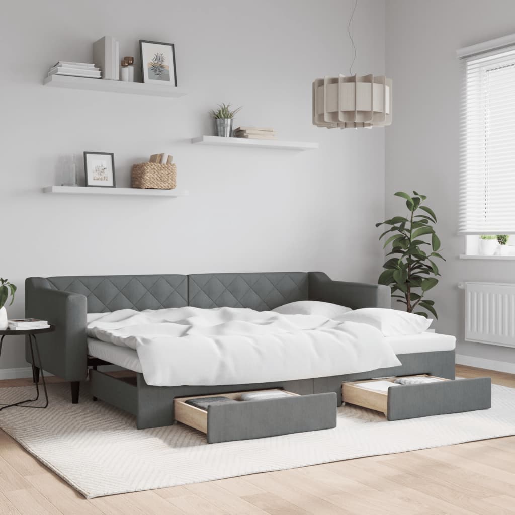 Lit de jour avec gigogne et tiroirs sans matelas 80x200 cm - XIOS