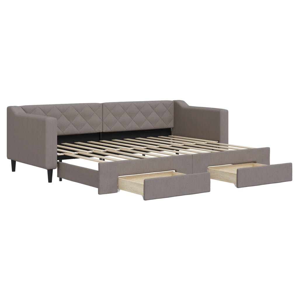 Lit de jour avec gigogne et tiroirs sans matelas taupe 80x200cm - XIOS
