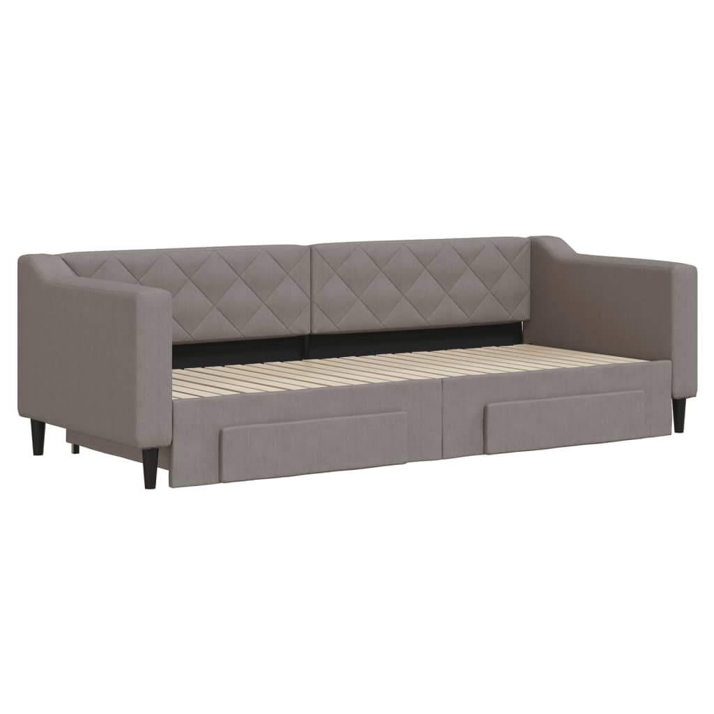 Lit de jour avec gigogne et tiroirs sans matelas taupe 80x200cm - XIOS