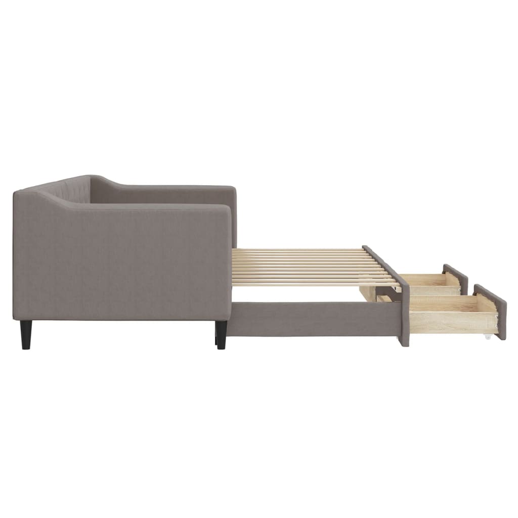 Lit de jour avec gigogne et tiroirs sans matelas taupe 80x200cm - XIOS