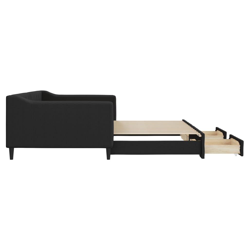 Lit de jour avec gigogne et tiroirs sans matelas noir 100x200cm - XIOS
