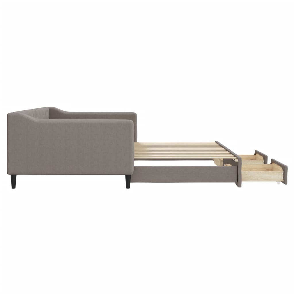 Lit de jour avec gigogne et tiroirs taupe 100x200 cm tissu - XIOS