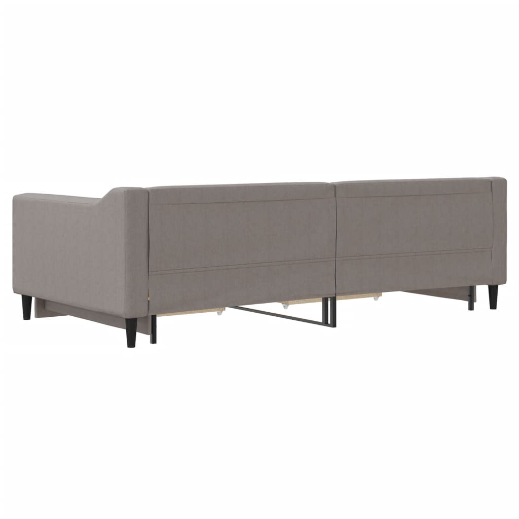 Lit de jour avec gigogne et tiroirs taupe 100x200 cm tissu - XIOS