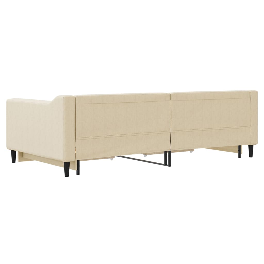 Lit de jour avec gigogne et tiroirs crème 100x200 cm tissu - XIOS