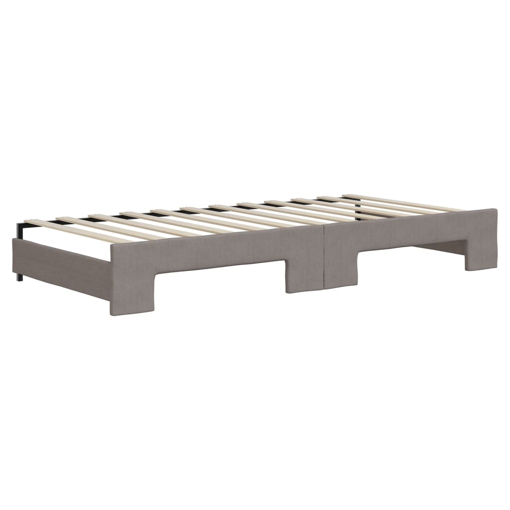 Lit de jour avec gigogne et tiroirs taupe 90x200 cm tissu - XIOS