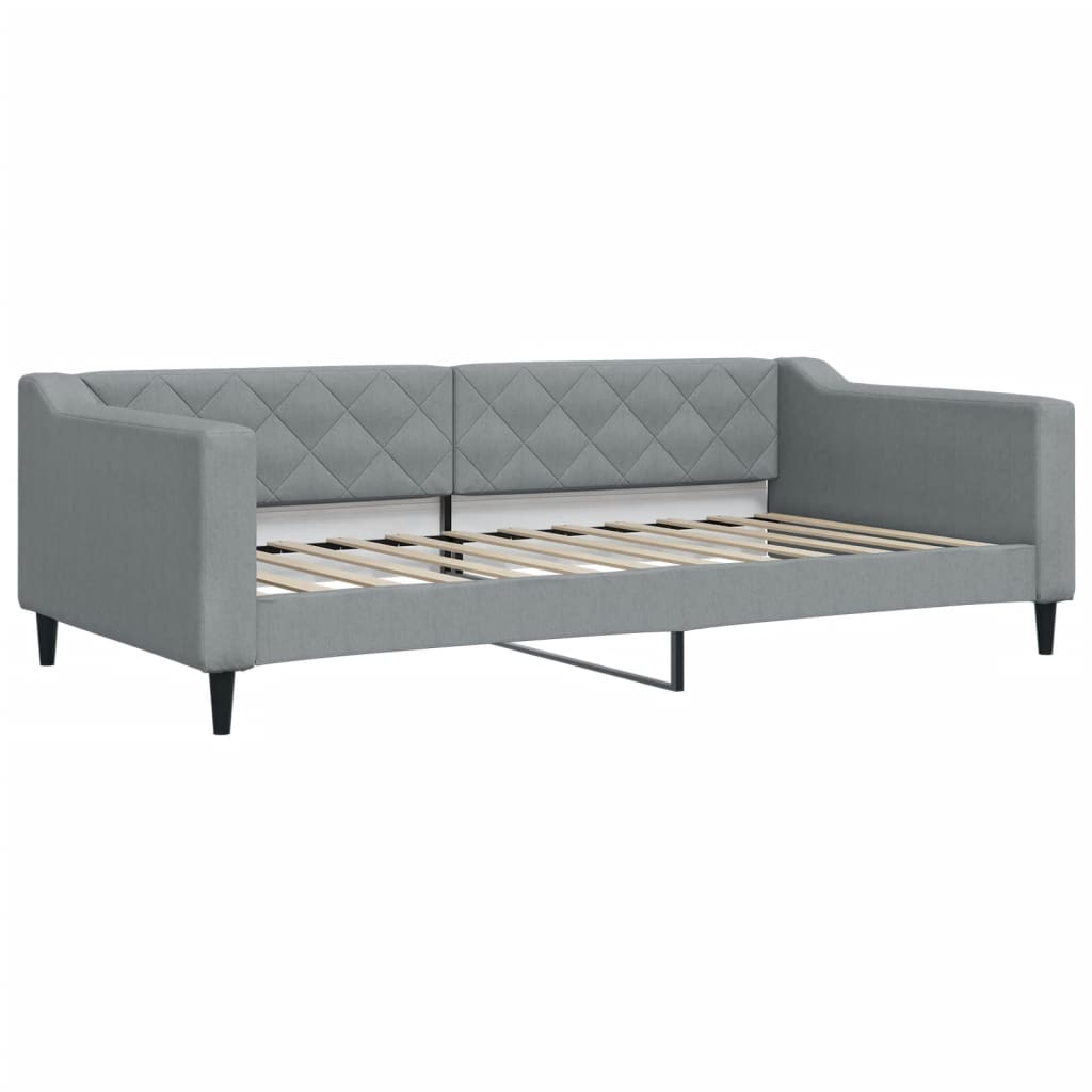 Lit de jour avec gigogne et tiroirs gris clair 100x200 cm tissu - XIOS