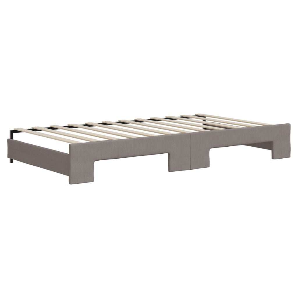 Lit de jour avec gigogne et tiroirs taupe 100x200 cm tissu - XIOS