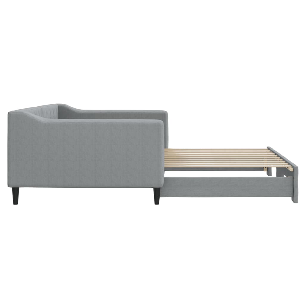 Lit de jour avec lit gigogne gris clair 100x190 cm tissu