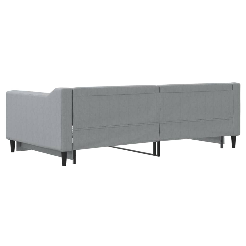 Lit de jour avec lit gigogne gris clair 100x190 cm tissu