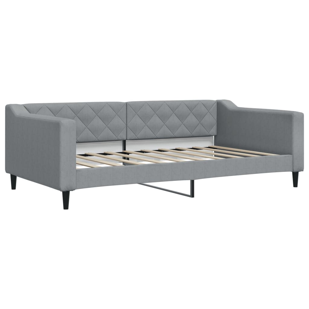 Lit de jour avec lit gigogne gris clair 100x190 cm tissu