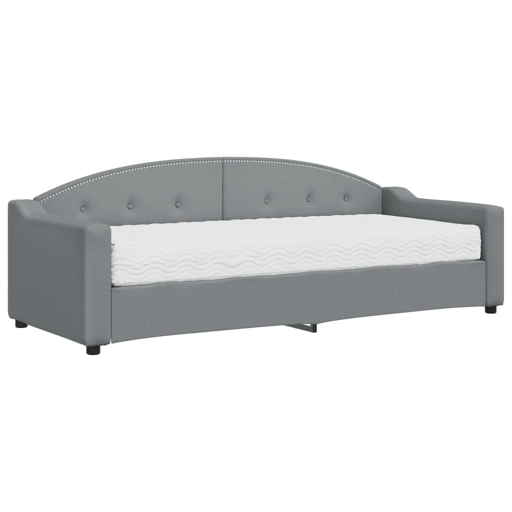 Lit de jour avec matelas gris clair 80x200 cm tissu - XIOS