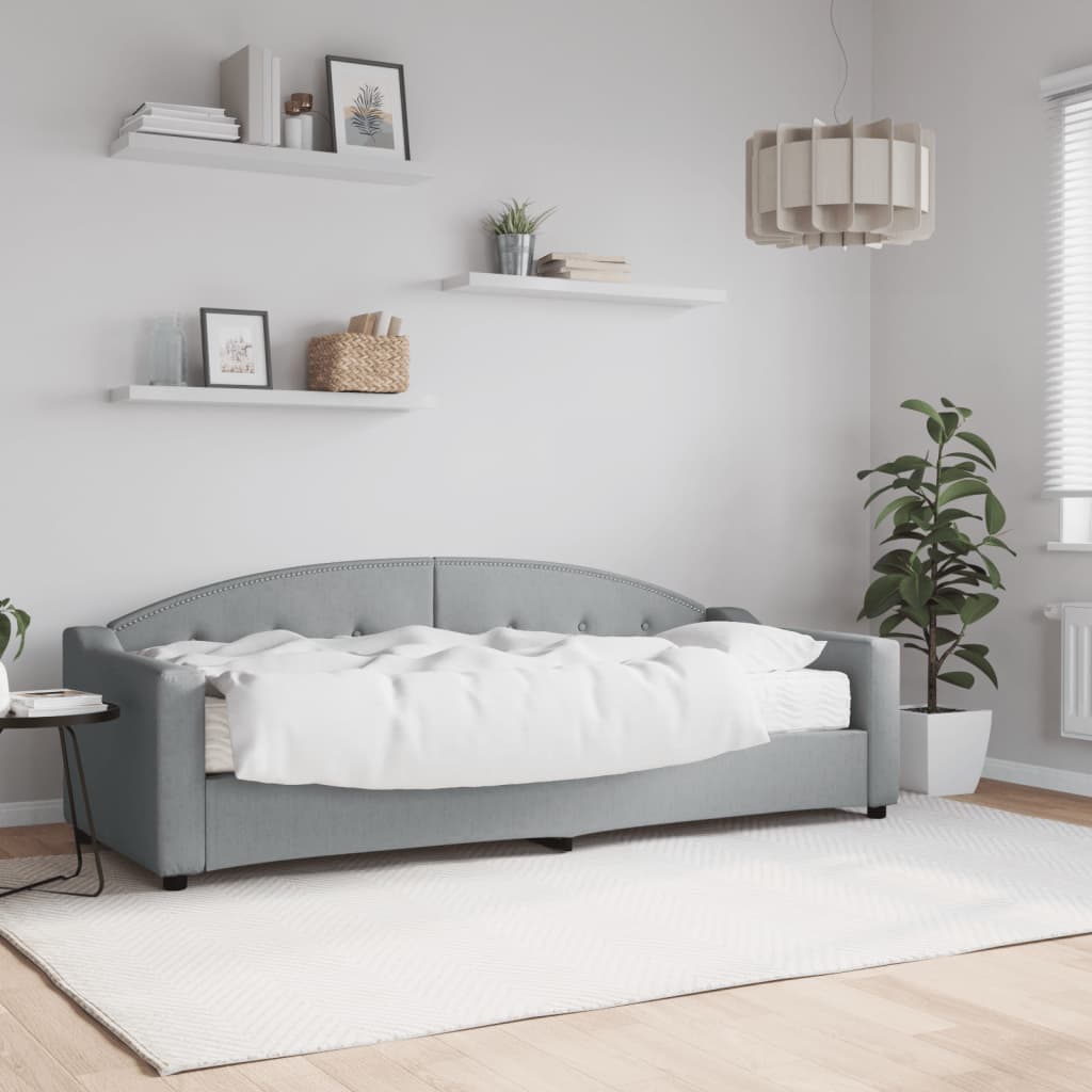 Lit de jour avec matelas gris clair 80x200 cm tissu - XIOS