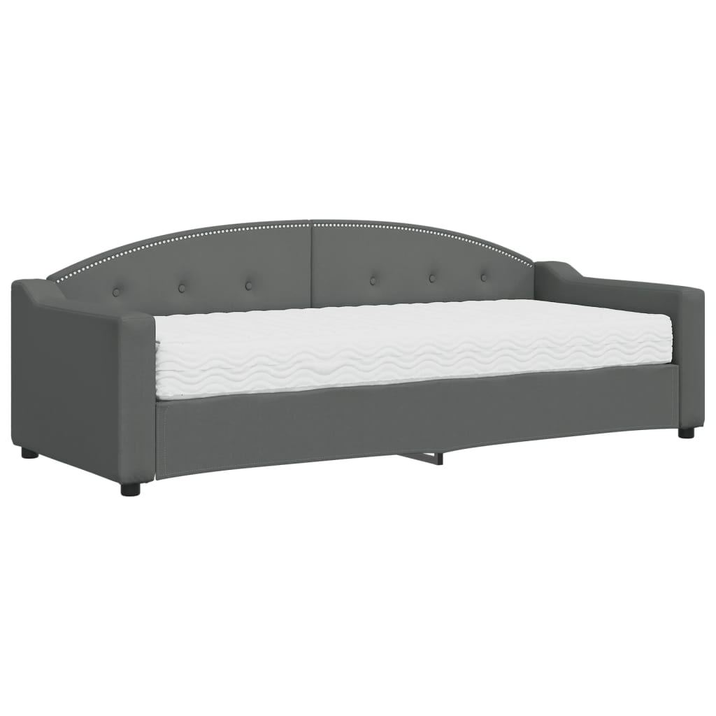 Lit de jour avec matelas gris foncé 80x200 cm tissu - XIOS