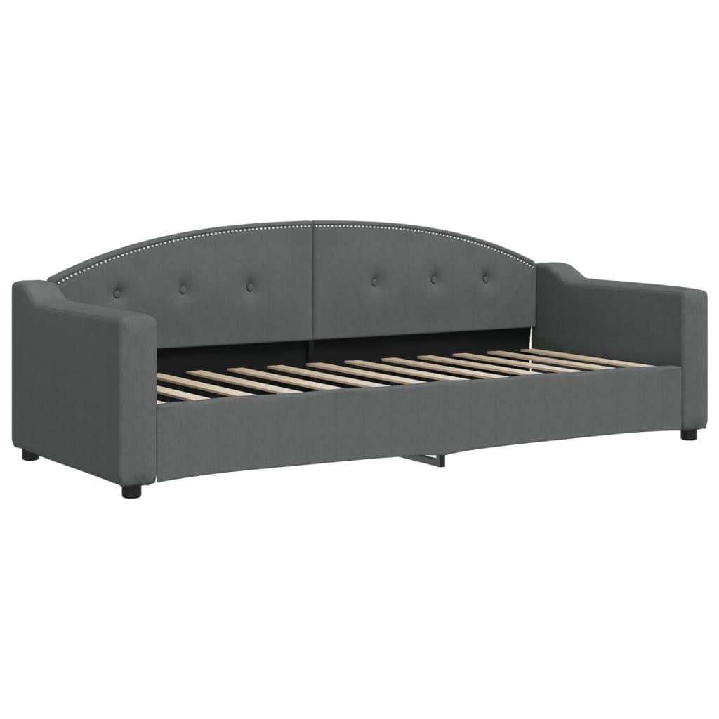 Lit de jour avec matelas gris foncé 80x200 cm tissu - XIOS