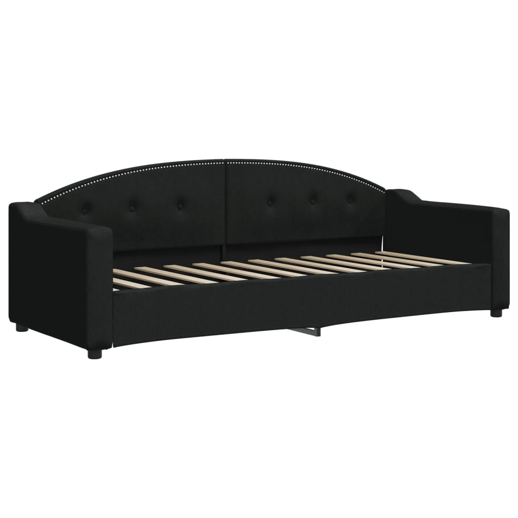 Lit de jour avec matelas noir 80x200 cm tissu - XIOS