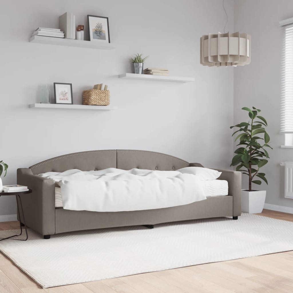 Lit de jour avec matelas taupe 80x200 cm tissu - XIOS