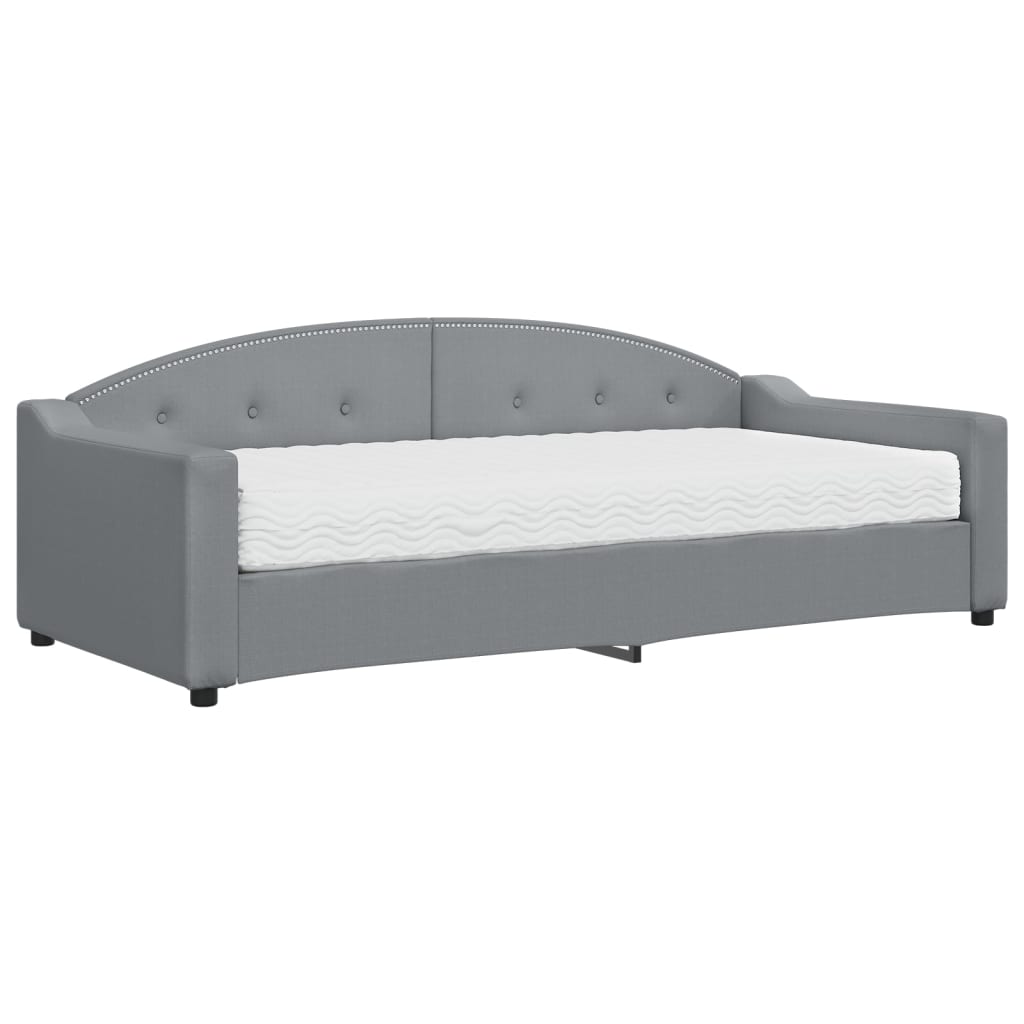 Lit de jour avec matelas gris clair 90x200 cm tissu - XIOS