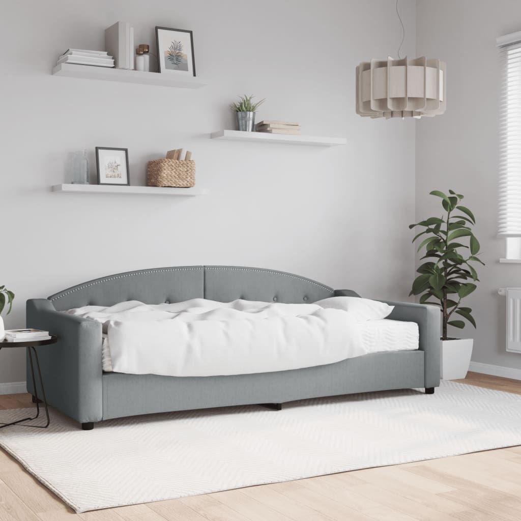 Lit de jour avec matelas gris clair 90x200 cm tissu - XIOS