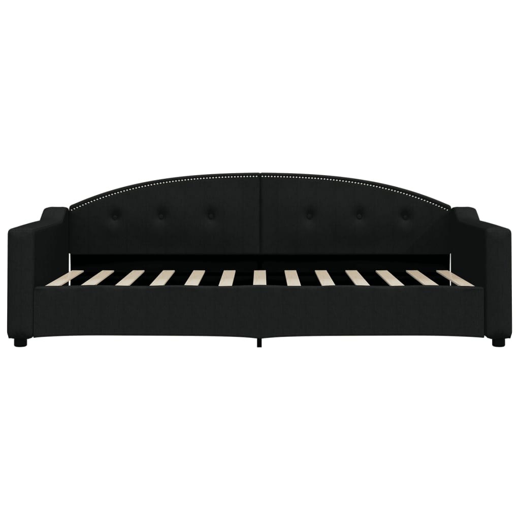 Lit de jour avec matelas noir 90x200 cm tissu - XIOS