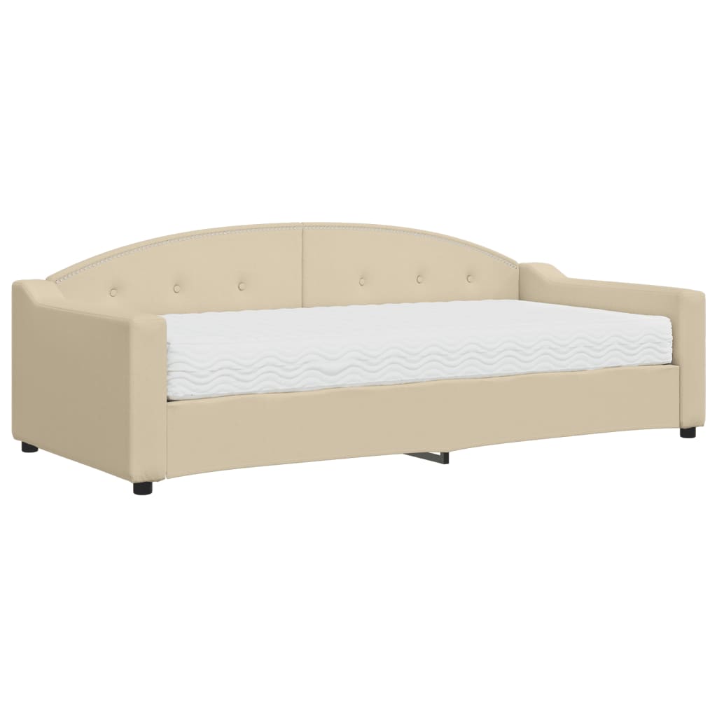 Lit de jour avec matelas crème 90x200 cm tissu - XIOS