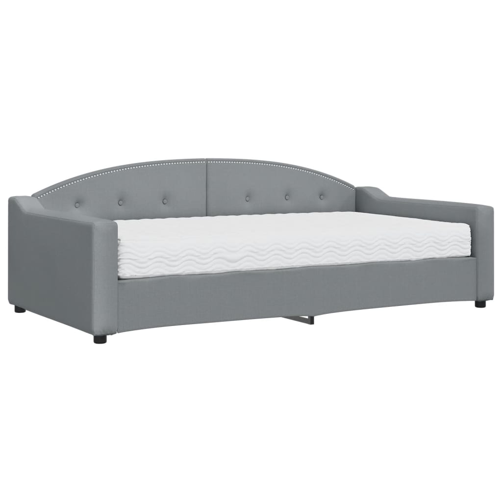 Lit de jour avec matelas gris clair 100x200 cm tissu - XIOS