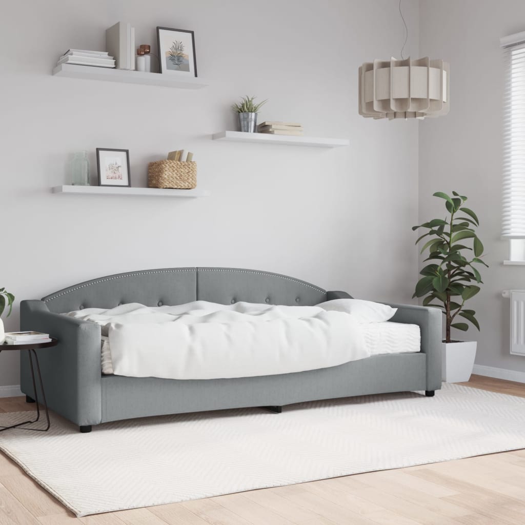 Lit de jour avec matelas gris clair 100x200 cm tissu - XIOS