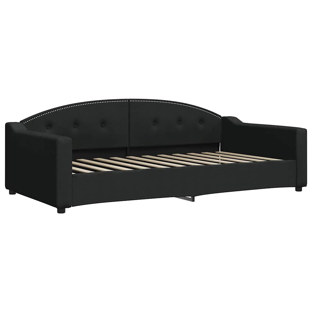 Lit de jour avec matelas noir 100x200 cm tissu - XIOS