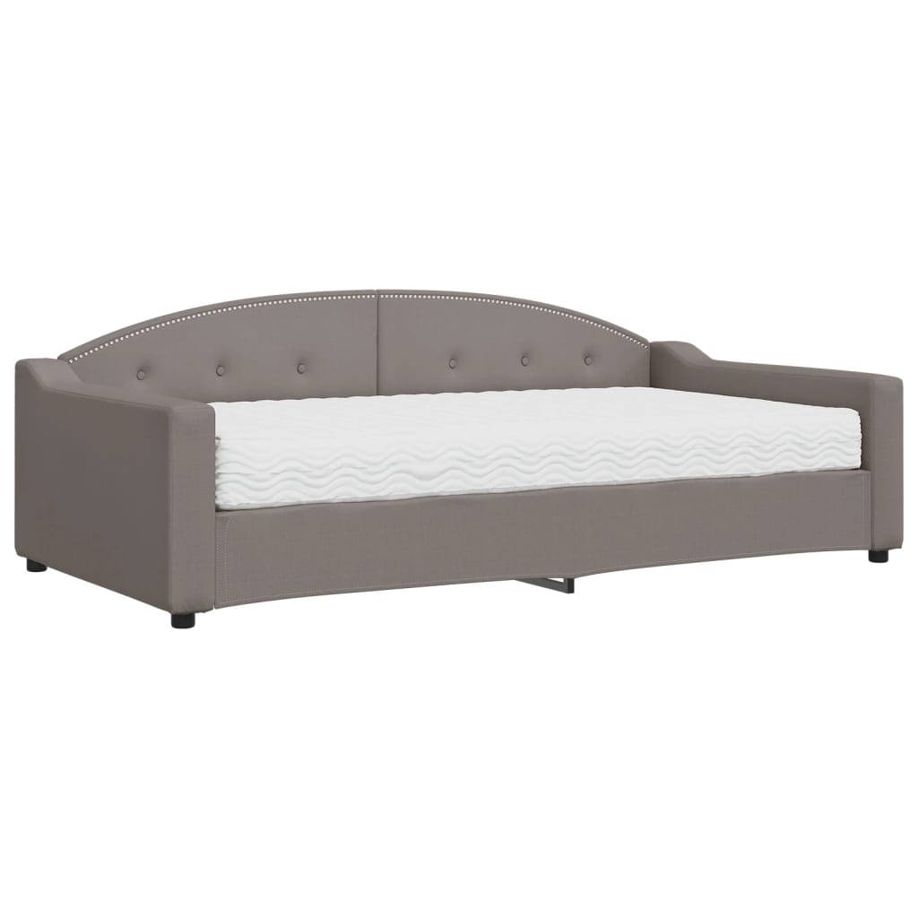 Lit de jour avec matelas taupe 100x200 cm tissu - XIOS