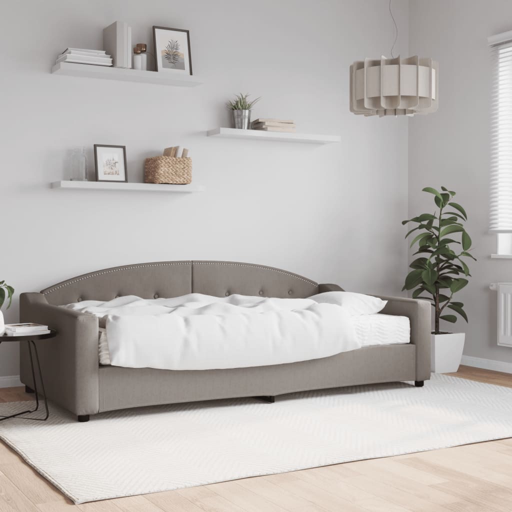 Lit de jour avec matelas taupe 100x200 cm tissu - XIOS