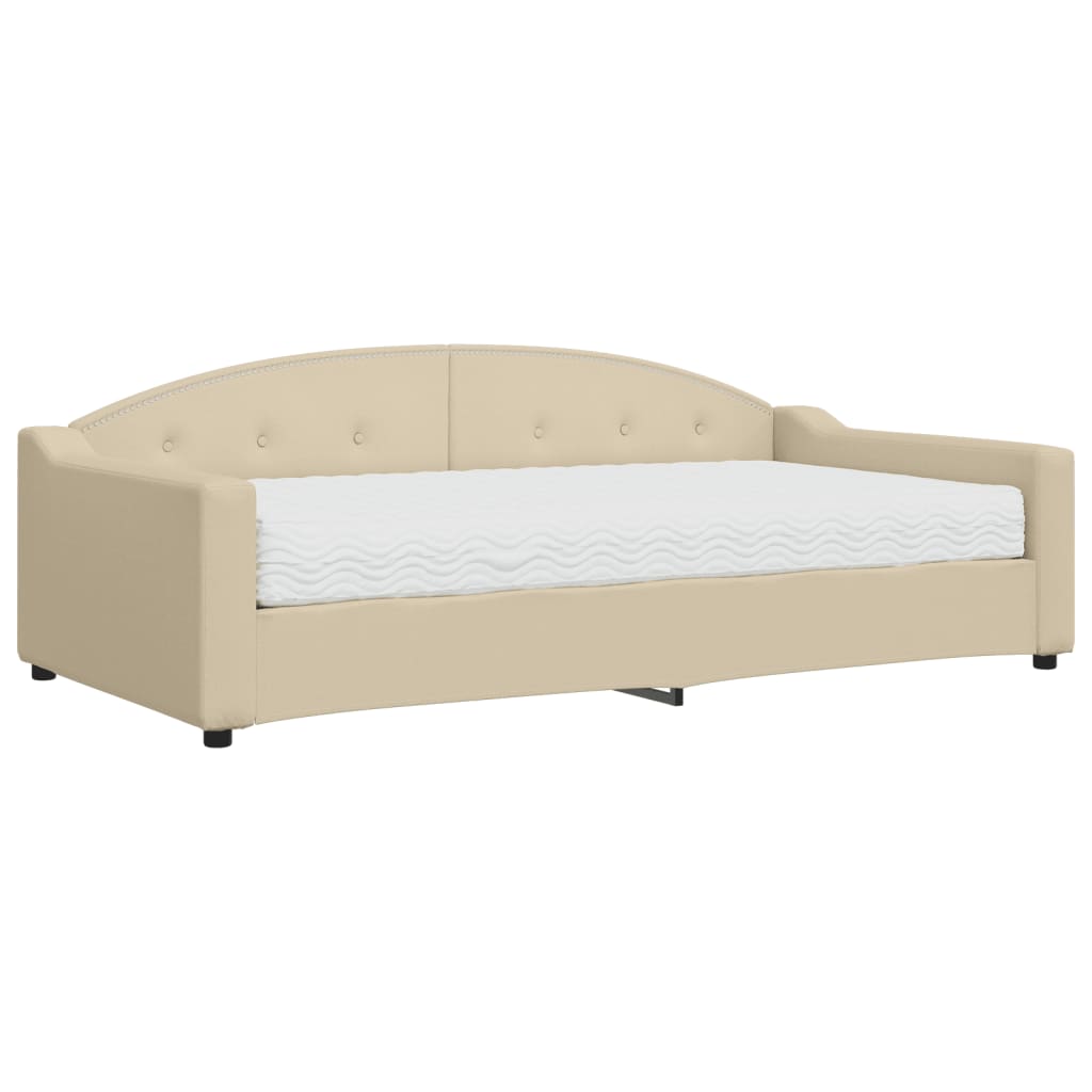 Lit de jour avec matelas crème 100x200 cm tissu - XIOS