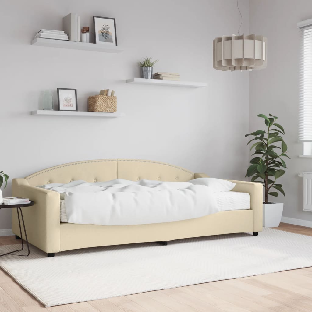 Lit de jour avec matelas crème 100x200 cm tissu - XIOS