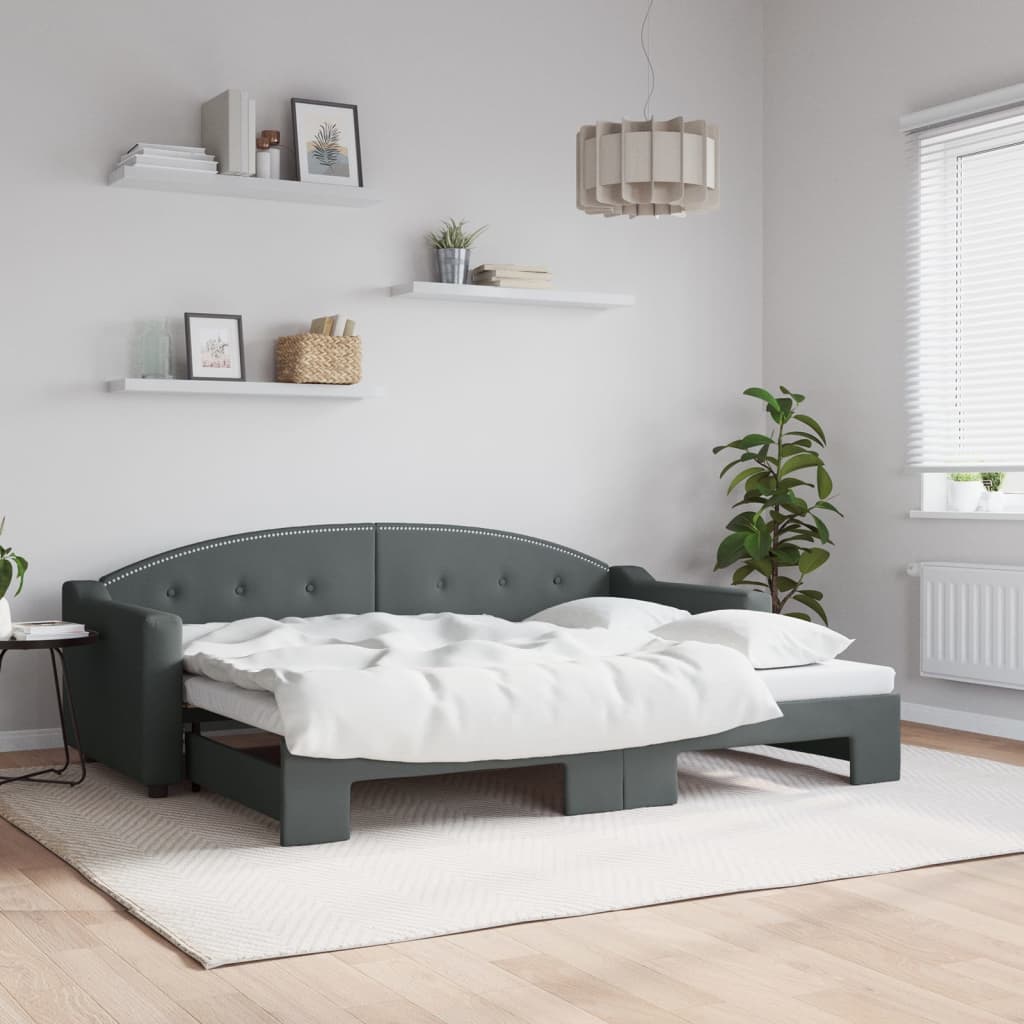 Lit de jour avec gigogne sans matelas gris foncé 80x200 cm - XIOS