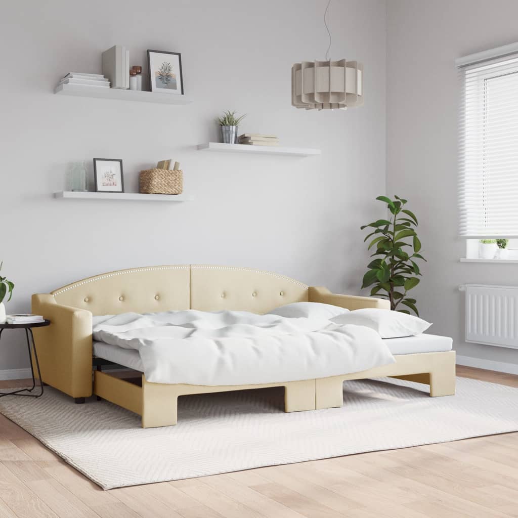 Lit de jour avec gigogne sans matelas crème 80x200 cm - XIOS