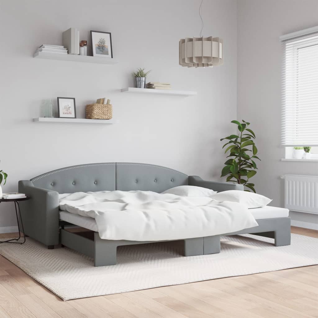Lit de jour avec gigogne sans matelas gris clair 90x200 cm - XIOS