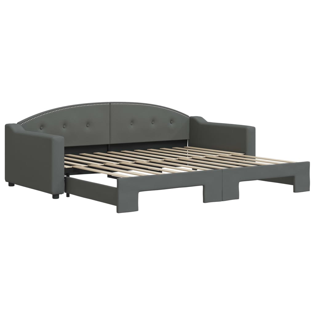 Lit de jour avec gigogne sans matelas gris foncé 90x200 cm - XIOS