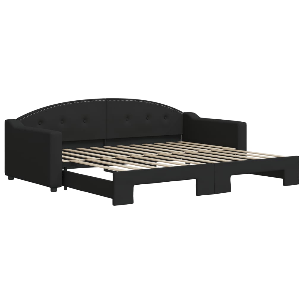 Lit de jour avec gigogne sans matelas noir 90x200 cm