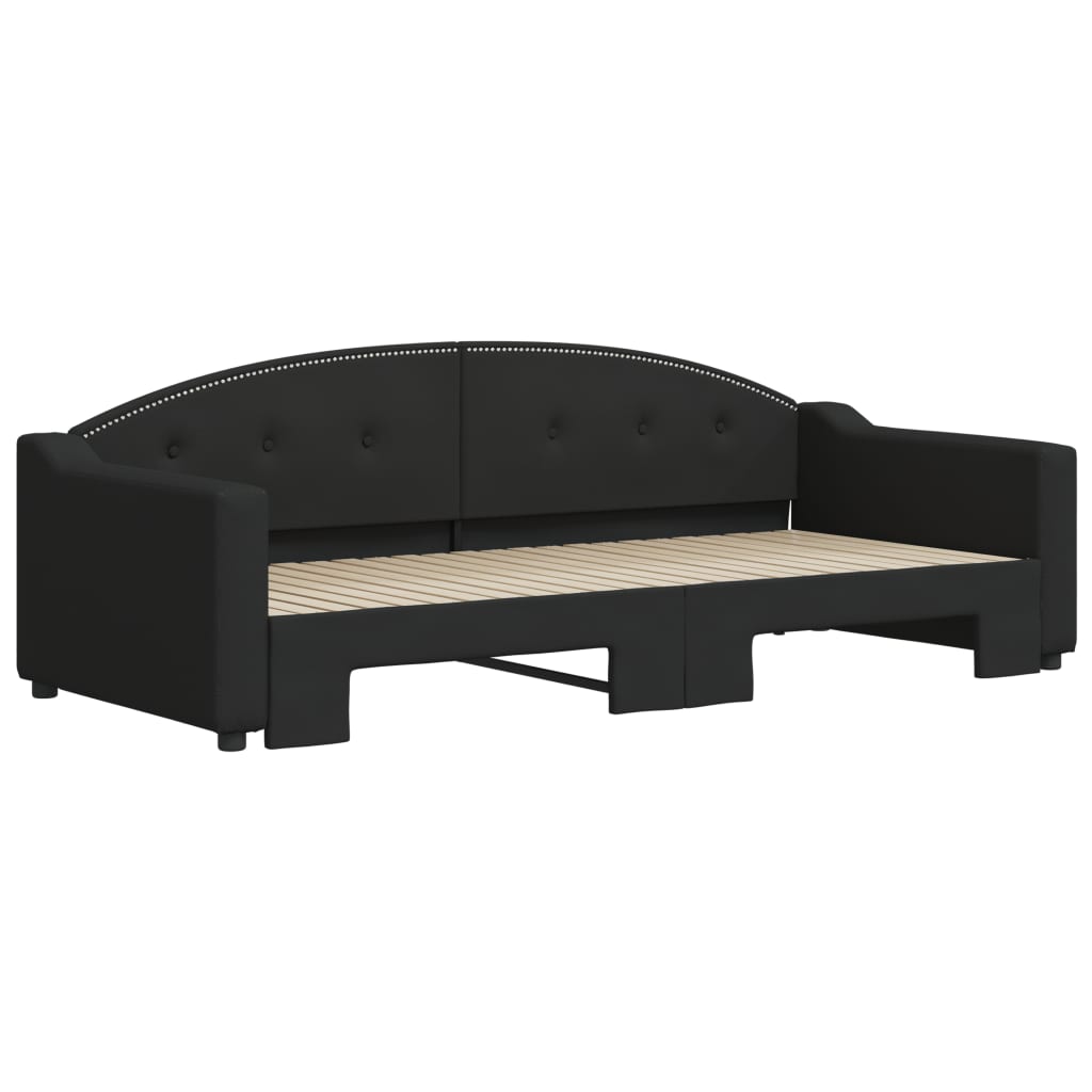 Lit de jour avec gigogne sans matelas noir 90x200 cm