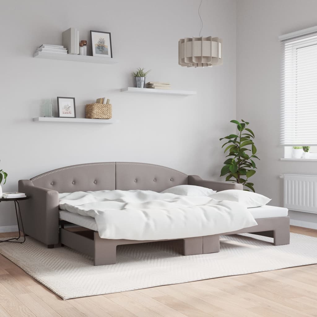 Lit de jour avec gigogne sans matelas taupe 90x200 cm - XIOS