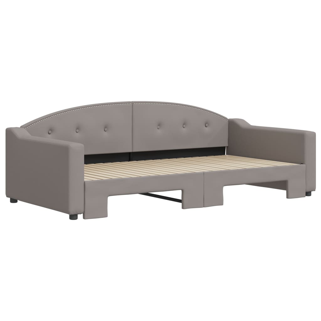 Lit de jour avec lit gigogne taupe 100x200 cm tissu - XIOS