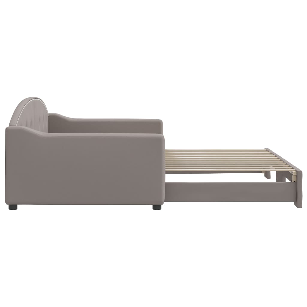Lit de jour avec lit gigogne taupe 100x200 cm tissu - XIOS