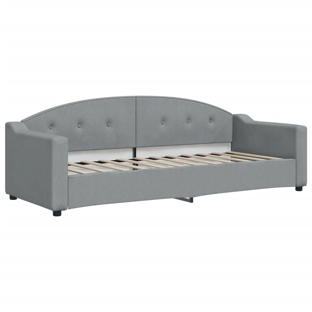 Lit de jour avec gigogne et matelas gris clair 80x200 cm tissu - XIOS