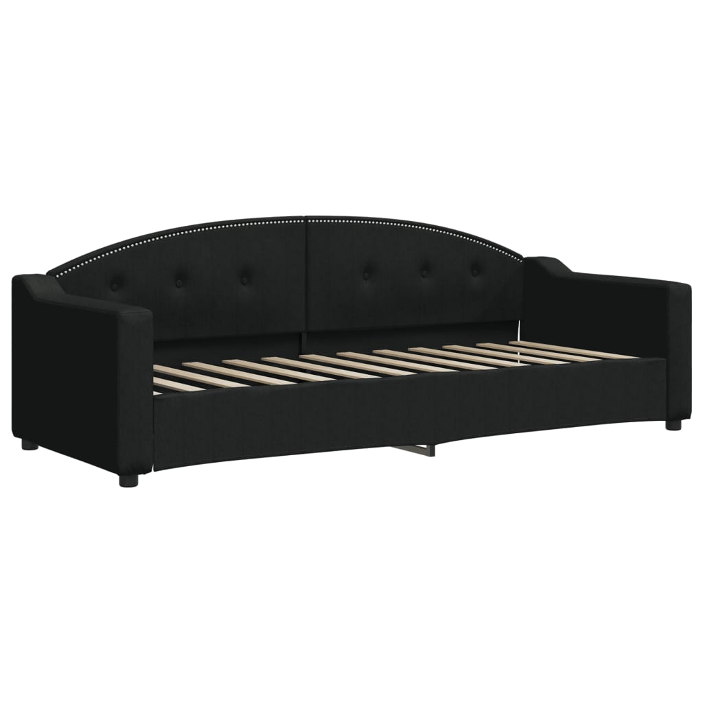 Lit de jour avec lit gigogne et matelas noir 80x200 cm tissu - XIOS