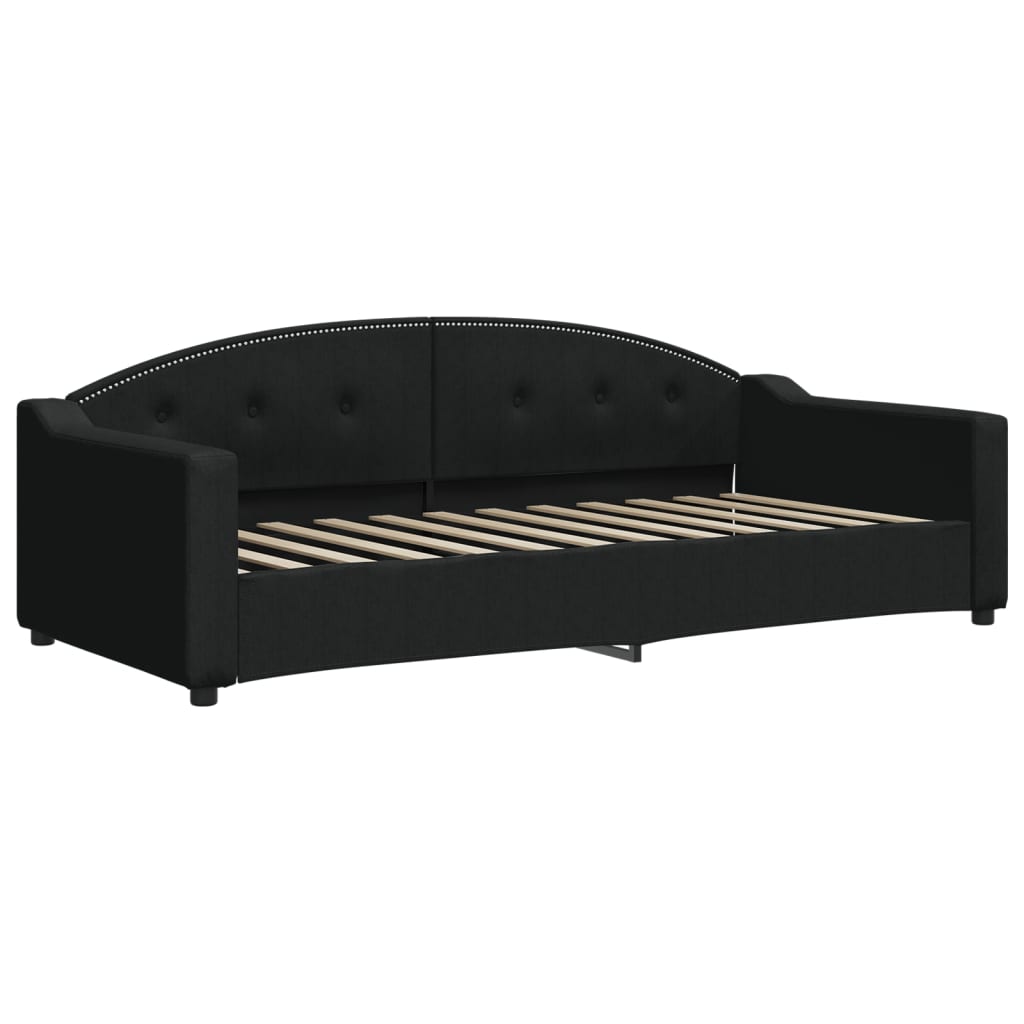 Lit de jour avec gigogne et matelas noir 90x200 cm tissu - XIOS
