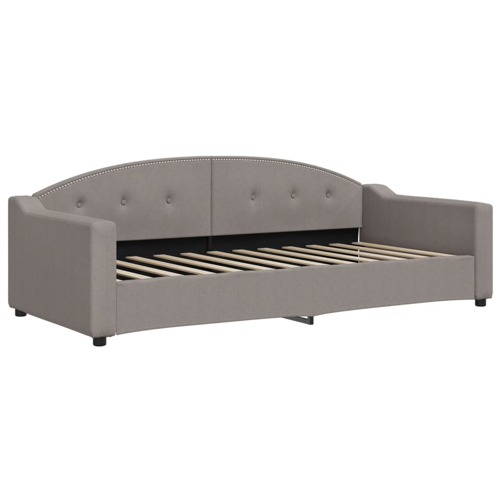 Lit de jour avec gigogne et matelas taupe 90x200 cm tissu - XIOS