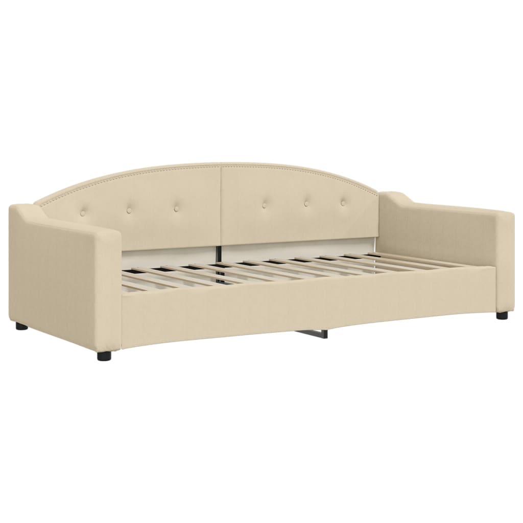 Lit de jour avec gigogne et matelas crème 90x200 cm tissu - XIOS