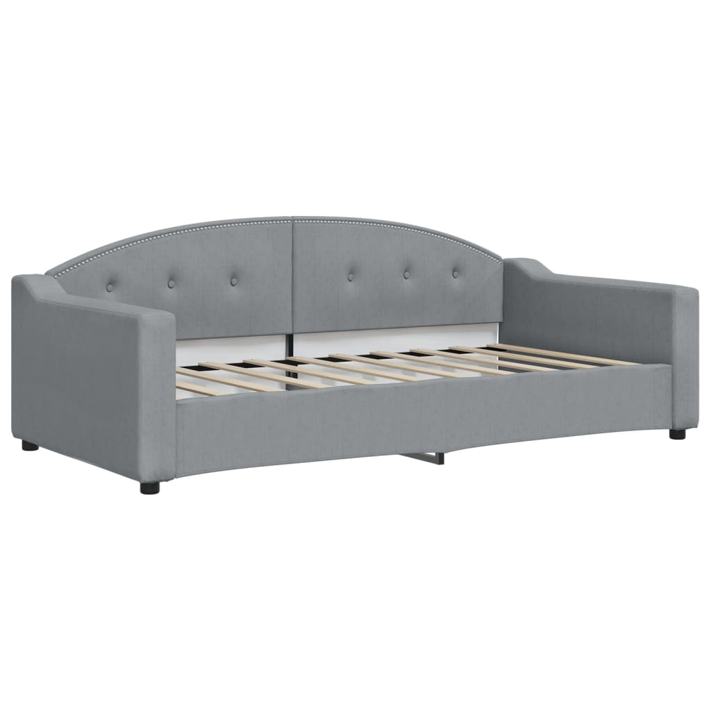 Lit de jour avec gigogne et matelas gris clair 90x190 cm tissu - XIOS