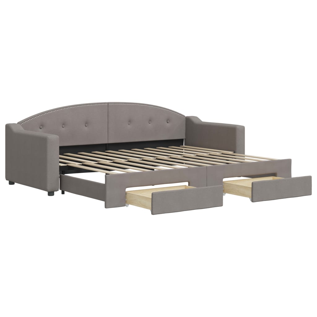 Lit de jour avec gigogne et tiroirs sans matelas taupe 80x200cm - XIOS