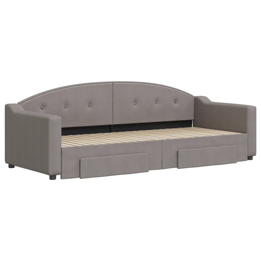 Lit de jour avec gigogne et tiroirs sans matelas taupe 80x200cm - XIOS