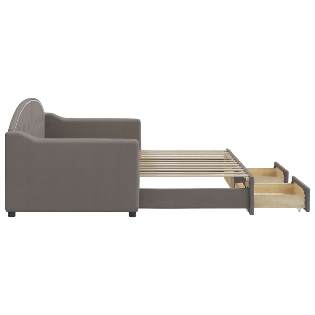 Lit de jour avec gigogne et tiroirs sans matelas taupe 80x200cm - XIOS